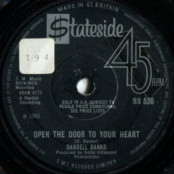 Darrell Banks Open The Door To Your Heart Vinyl 7" USED