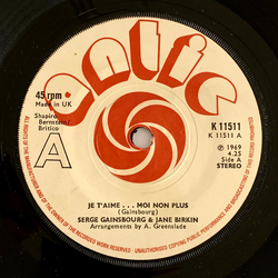 Serge Gainsbourg / Jane Birkin Je T'aime ... Moi Non Plus Vinyl 7" USED