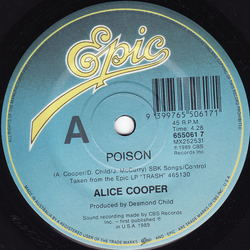 Alice Cooper Poison Vinyl 7" USED