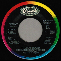 Thomas Dolby She Blinded Me With Science / Flying North Vinyl 7" USED