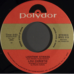 Lou Christie Lightnin' Strikes / Rhapsody In The Rain Vinyl 7" USED