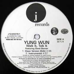 Yung Wun / David Banner Walk It, Talk It Vinyl 12" USED