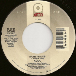 AC/DC Moneytalks Vinyl 7" USED