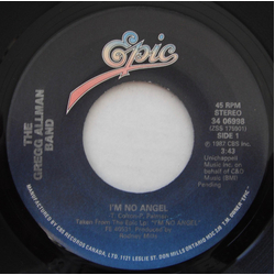 The Gregg Allman Band I'm No Angel Vinyl 7" USED