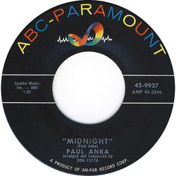 Paul Anka Midnight / Verboten! (Forbidden) Vinyl 7" USED