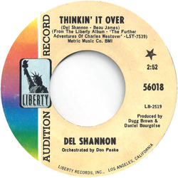Del Shannon Thinkin' It Over / Runnin' On Back Vinyl 7" USED