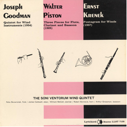 Soni Ventorum Wind Quintet / Joseph Goodman (2) / Walter Piston / Ernst Krenek Quintet For Wind Instruments (1954) / Three Pieces For Flute, Clarinet 