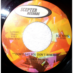 Beverly Bremers Don't Say You Don't Remember Vinyl 7" USED