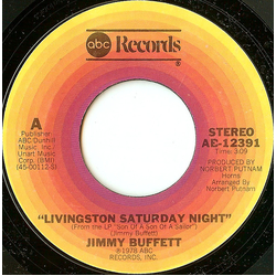 Jimmy Buffett Livingston Saturday Night Vinyl 7" USED