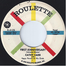 Cathy Carr / The Hugo Peretti Orchestra First Anniversary / With Love Vinyl 7" USED
