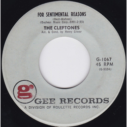 The Cleftones For Sentimental Reasons / 'Deed I Do Vinyl 7" USED