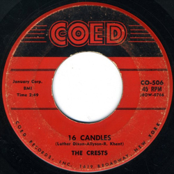 The Crests 16 Candles Vinyl 7" USED