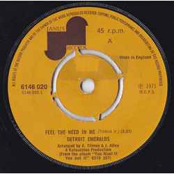 Detroit Emeralds Feel The Need In Me Vinyl 7" USED