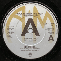 38 Special (2) Rockin' Into The Night Vinyl 7" USED