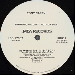 Tony Carey We Wanna Live Vinyl 12" USED