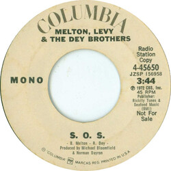 Barry Melton / Jay Levy / The Dey Brothers S.O.S. USED VINYL 7INCH 45 RPM PROMO STEREO MONO