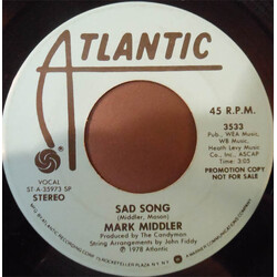 Mark Middler Sad Song USED VINYL 7INCH 45 RPM PROMO STEREO MONO