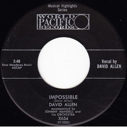 David Allyn Impossible / Can't Help It Vinyl 7" USED