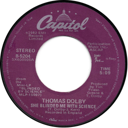 Thomas Dolby She Blinded Me With Science / Flying North Vinyl 7" USED