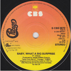 Chicago (2) Baby, What A Big Surprise Vinyl 7" USED