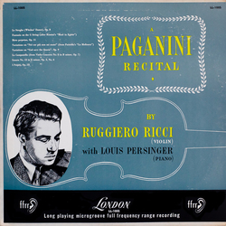 Ruggiero Ricci / Louis Persinger / Niccolò Paganini A Paganini Recital Vinyl LP USED