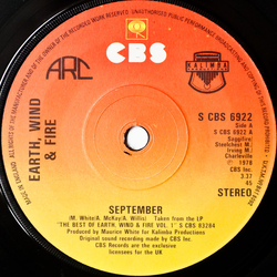 Earth, Wind & Fire September Vinyl 7" USED