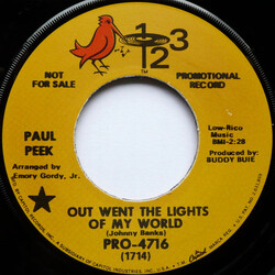 Paul Peek Out Went The Lights Of My World / Sweet Lorraine USED VINYL 7INCH 45 RPM SINGLE PROMO