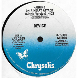 Device (2) Hanging On A Heart Attack USED VINYL 12INCH 33 S RPM PROMO