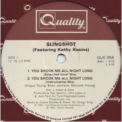 Slingshot / Kathy Kosins You Shook Me All Night Long Vinyl 12" USED