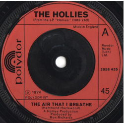 The Hollies The Air That I Breathe Vinyl 7" USED