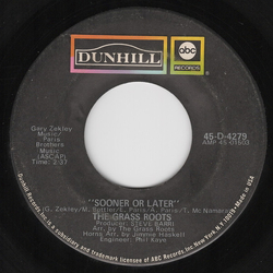 The Grass Roots Sooner Or Later Vinyl 7" USED