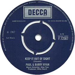 Paul & Barry Ryan Keep It Out Of Sight / Who Told You? Vinyl 7" USED