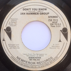 Jan Hammer Group Don't You Know Vinyl 7" USED