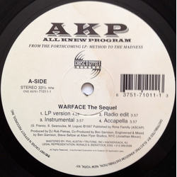 AKP WARFACE The Sequel / Respect Vinyl 12" USED
