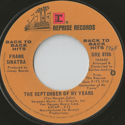 Frank Sinatra The September Of My Years / Softly, As I Leave You Vinyl 7" USED