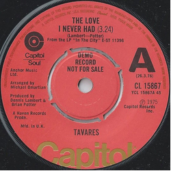 Tavares The Love I Never Had Vinyl 7" USED