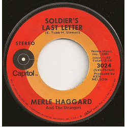 Merle Haggard / The Strangers US Jimmy Tittle Soldier's Last Letter Vinyl 7" USED