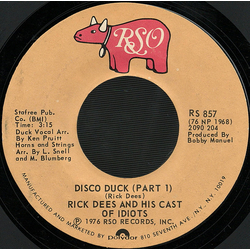 Rick Dees & His Cast Of Idiots Disco Duck Vinyl 7" USED