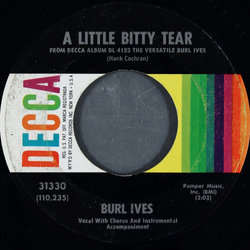 Burl Ives A Little Bitty Tear Vinyl 7" USED