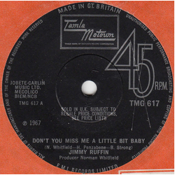 Jimmy Ruffin Don't You Miss Me A Little Bit Baby Vinyl 7" USED