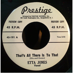 Etta Jones That's All There Is To That Vinyl 7" USED
