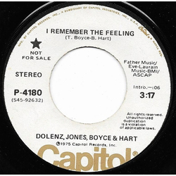 Micky Dolenz / Davy Jones / Boyce & Hart I Remember The Feeling Vinyl 7" USED