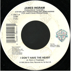 James Ingram I Don't Have The Heart Vinyl 7" USED
