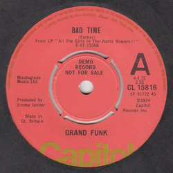 Grand Funk Railroad Bad Time Vinyl 7" USED