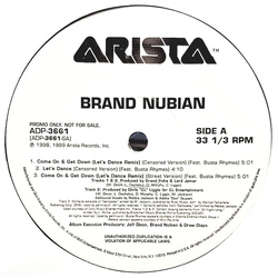 Brand Nubian Come On & Get Down (Lets Dance Remix) / Let's Dance Vinyl 12" USED