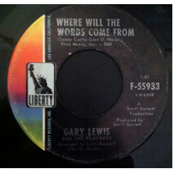 Gary Lewis & The Playboys Where Will The Words Come From / May The Best Man Win Vinyl 7" USED