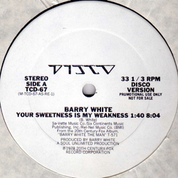 Barry White Your Sweetness Is My Weakness Vinyl 12" USED