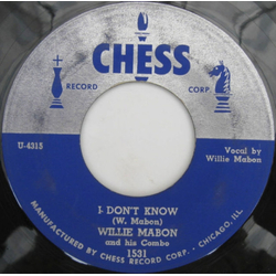 Willie Mabon and His Combo I Don't Know / Worry Blues Vinyl 7" USED
