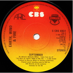 Earth, Wind & Fire September Vinyl 7" USED