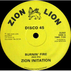 Zion Initation Burnin' Fire // Leave It Home / Complexion Drum USED VINYL 12INCH 45 RPM